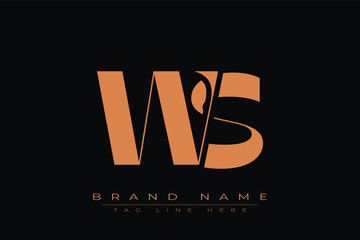WS initial letter logo design. Letter W and S luxury alphabet letter logo icon template