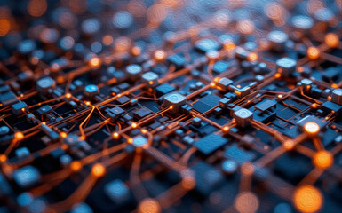 Fototapeta premium Abstract technology background. . Oil paint illustration.