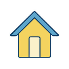 Home icon in yellow and blue with simple design