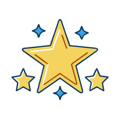 Obraz premium Star rating icon with glowing effect in yellow and blue