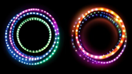 Naklejka premium Dynamic LED Light Circles - Abstract Colorful Light Patterns for Modern Design