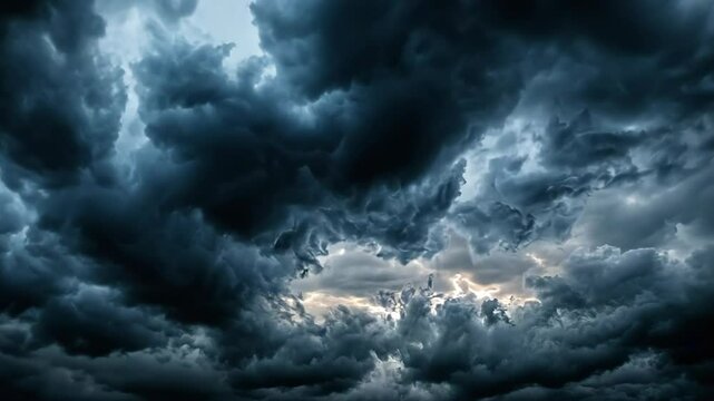Dramatic dark clouds gather in the pre-storm sky during late afternoon hours in a rural area