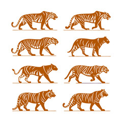 Tiger silhouette bundle vector design