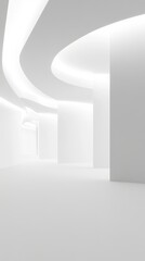 Fototapeta premium Stunning Empty White Modern Architectural Corridor with Elegant Curves and Lighting