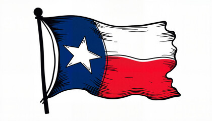 Artistic Texas flag illustration with hand-drawn elements, patriotic spirit