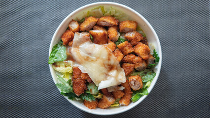 Salad bowl high angle view. Healthy food concept