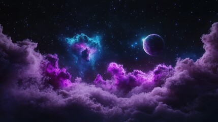 Obraz premium Celestial Dreamscape: A Night in Purple Nebulae