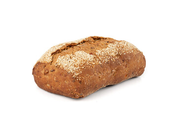 Whole wheat brown bread isolated, fitness pumpkin carrot buns with seeds, cereal bread