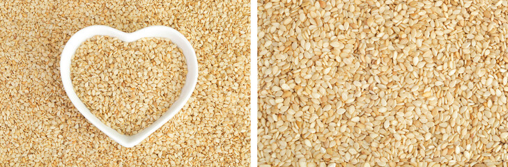 Sesame seeds as a background. Top view. Flat lay