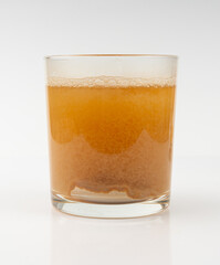 Maca powder drink isolated, dry Peruvian ginseng beverage, powder in water, ground ayak willku tea