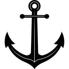anchor simple black silhouette, Black silhouette vector icon, silhouette illustration