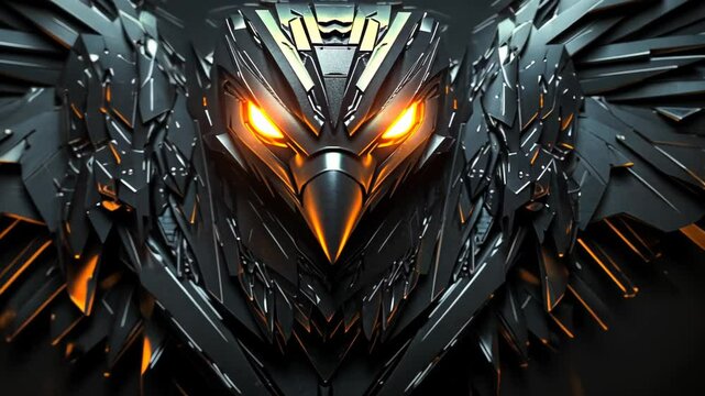 Cybernetic Eagle, Mechanical Avian with Glowing Eyes on Dark Backdrop