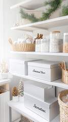 Modern pantry with seasonal decor and organized storage solutions