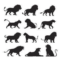 Obraz premium Lion silhouette illustration bundle vector design