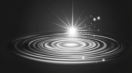 Abstract Grayscale Ripple Pattern with Cosmic Light Effects