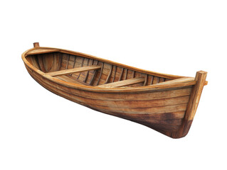 Wooden boat resting on a white background for display purposes  on transported background	