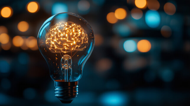 Glowing Brain Idea: A Symbol of Futuristic Creativity and Inspiration
