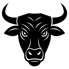 Angry bull head simple black silhouette, Black silhouette vector icon, silhouette illustration. Bull head