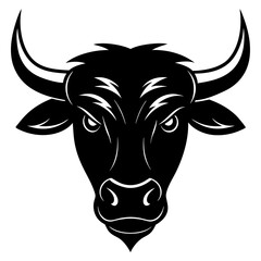 Angry bull head simple black silhouette, Black silhouette vector icon, silhouette illustration. Bull head