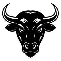 Angry bull head simple black silhouette, Black silhouette vector icon, silhouette illustration. Bull head