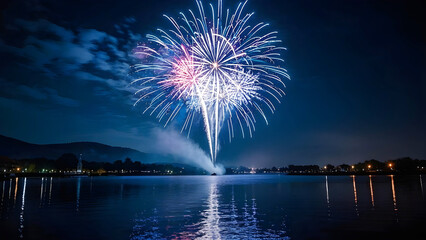 spectacular fireworks display an American flag celebration 4th of July independence day.