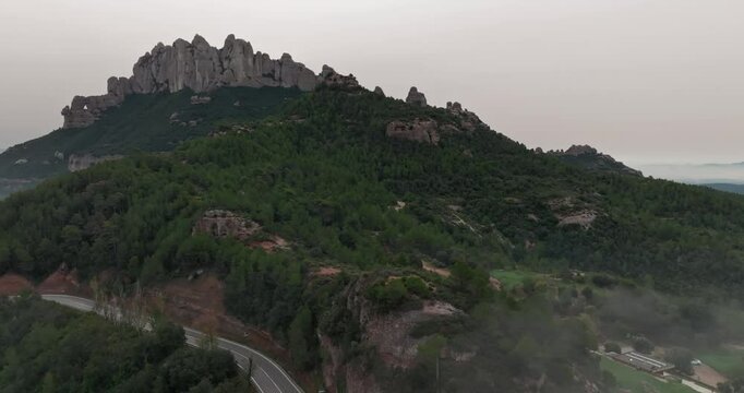 Aerial view of Montserrat mountain in Barcelona
