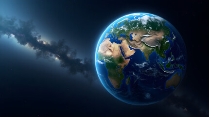 Earth from Space - Stunning Blue Planet Globe with Clouds and Continents - Stock Image