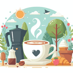 coffee, drink, beverage, cafe, cup, background, caffeine, espresso, aroma, mug, morning, food, hot, brown, closeup, breakfast, black, dark, fresh, white, mocha, cappuccino, isolated, break, design, la
