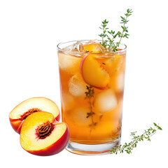 Glass of juice and fruits isolated on transparent background. PNG. clipart.