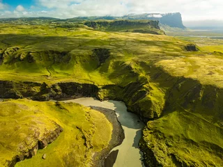 Fototapeten Aerial drone views of Lomagnupur Mountain in Summer, south east Iceland © Martin Valigursky
