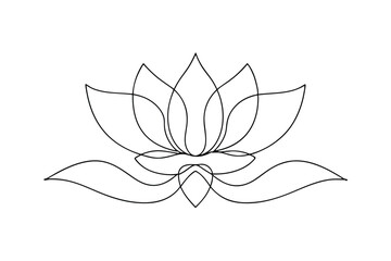 Elegant SingleLine Lotus Flower Drawing, Minimalist Art Design