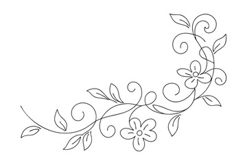 Elegant Floral Corner Design Swirls, Leaves, and Flowers