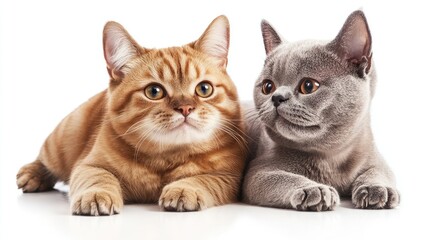 Obraz premium Two Domestic Cats Lying Down Side By Side