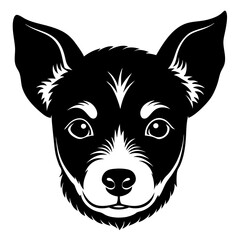 baby dog head simple black silhouette, Black silhouette vector icon, silhouette illustration