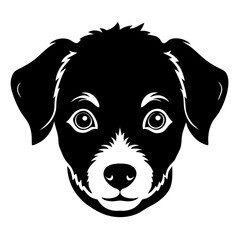 baby dog head simple black silhouette, Black silhouette vector icon, silhouette illustration
