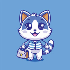 Adorable Shopping Cat Character Illustration in Vector EPS 10