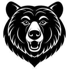 bear head simple black silhouette, Black silhouette vector icon, silhouette illustration