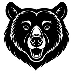 bear head simple black silhouette, Black silhouette vector icon, silhouette illustration