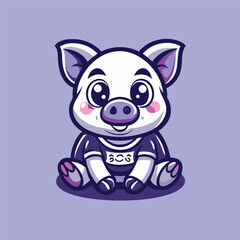 Obraz premium Sitting Piggy Character Vector Illustration in EPS Format