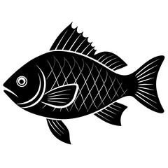 bream fish simple black silhouette, Black silhouette vector icon, silhouette illustration