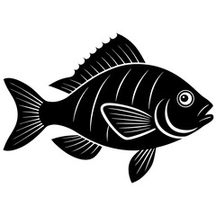 bream fish simple black silhouette, Black silhouette vector icon, silhouette illustration