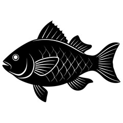 bream fish simple black silhouette, Black silhouette vector icon, silhouette illustration