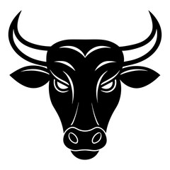 bull head simple black silhouette, Black silhouette vector icon, silhouette illustration