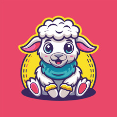 Fototapeta premium Adorable Sitting Sheep Character Vector Illustration in EPS 10