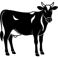 Cow simple black silhouette, Black silhouette vector icon, silhouette illustration