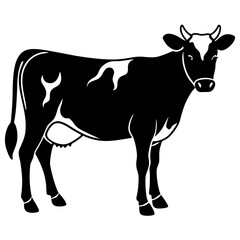 Cow simple black silhouette, Black silhouette vector icon, silhouette illustration