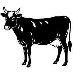 Cow simple black silhouette, Black silhouette vector icon, silhouette illustration