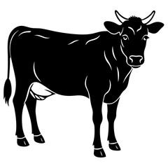 Cow simple black silhouette, Black silhouette vector icon, silhouette illustration
