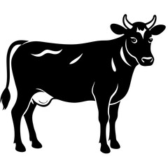Cow simple black silhouette, Black silhouette vector icon, silhouette illustration