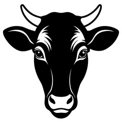Cow head simple black silhouette, Black silhouette vector icon, silhouette illustration